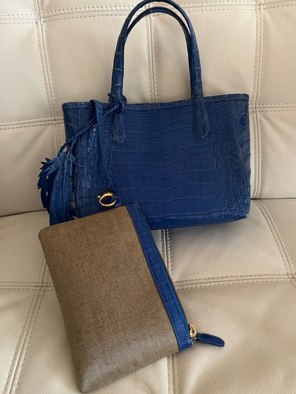 Nancy Gonzalez Blue Sapphire Crocodile Bag 2PC set Wallet Authentic - Picture 6 of 13